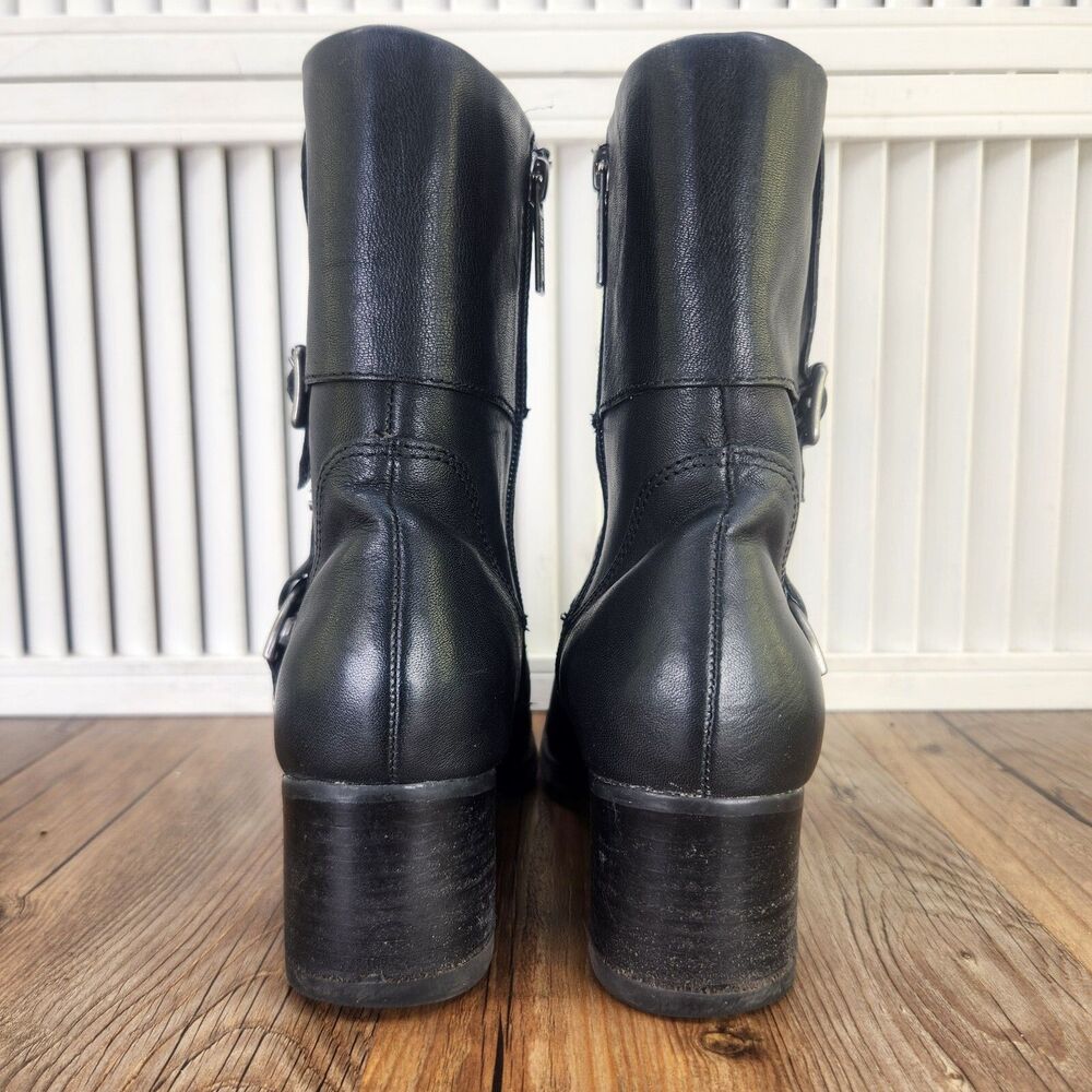 Harley-Davidson - Women’s Leather w/ Metal Buckle Black Heeled Boots - Size 8.5 - Picture 5 of 11
